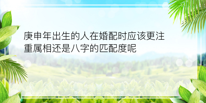 庚申年出生的人在婚配时应该更注重属相还是八字的匹配度呢