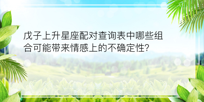 戊子上升星座配对查询表中哪些组合可能带来情感上的不确定性？