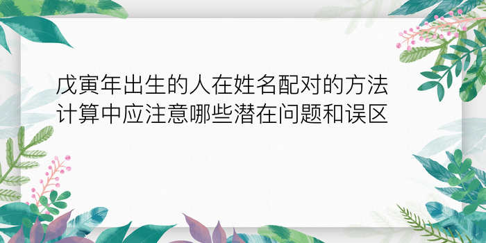 戊寅年出生的人在姓名配对的方法计算中应注意哪些潜在问题和误区