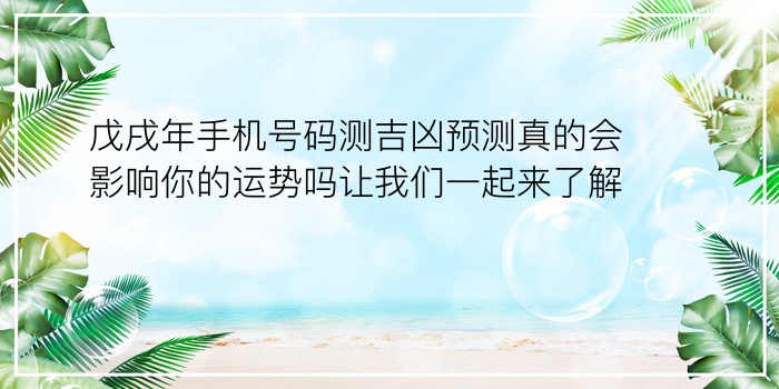 戊戌年手机号码测吉凶预测真的会影响你的运势吗让我们一起来了解