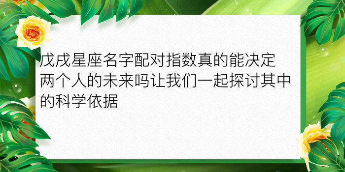 戊戌星座名字配对指数真的能决定两个人的未来吗让我们一起探讨其中的科学依据