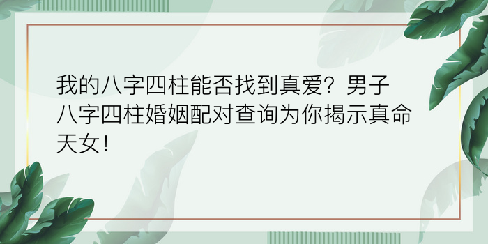 我的八字四柱能否找到真爱？男子八字四柱婚姻配对查询为你揭示真命天女！