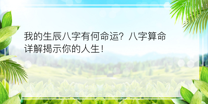 我的生辰八字有何命运？八字算命详解揭示你的人生！