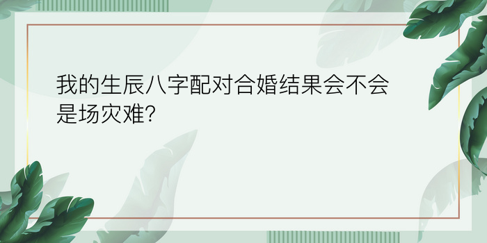 我的生辰八字配对合婚结果会不会是场灾难？