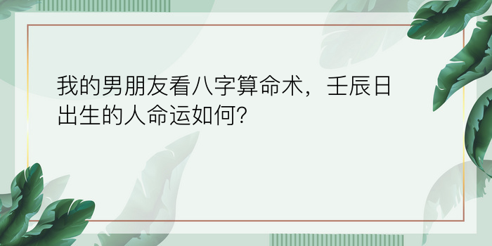 我的男朋友看八字算命术，壬辰日出生的人命运如何？