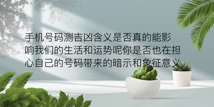 手机号码测吉凶含义是否真的能影响我们的生活和运势呢你是否也在担心自己的号码带来的暗示和象征意义