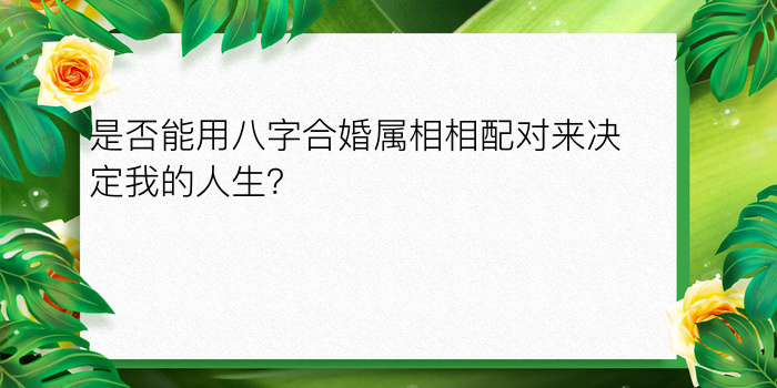 是否能用八字合婚属相相配对来决定我的人生？