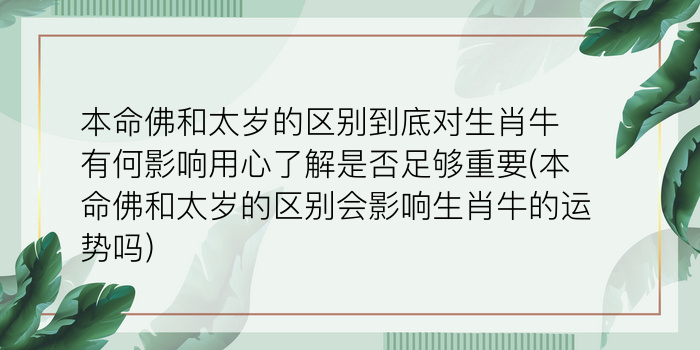 本命佛和太岁的区别到底对生肖牛有何影响用心了解是否足够重要(本命佛和太岁的区别会影响生肖牛的运势吗)