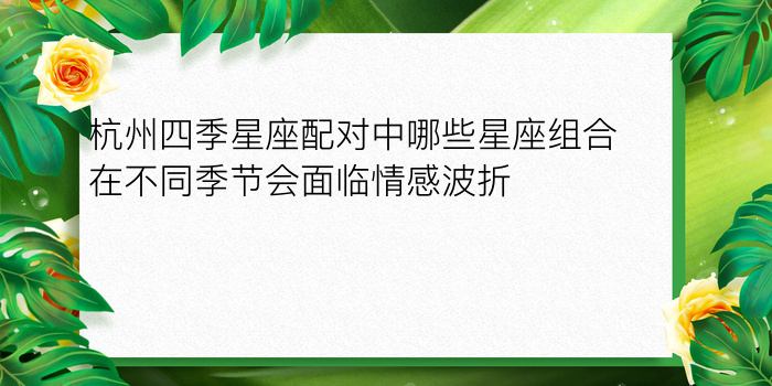 杭州四季星座配对中哪些星座组合在不同季节会面临情感波折