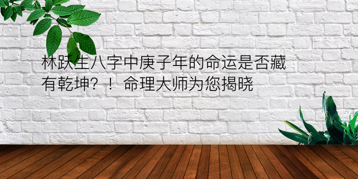 林跃生八字中庚子年的命运是否藏有乾坤？！命理大师为您揭晓