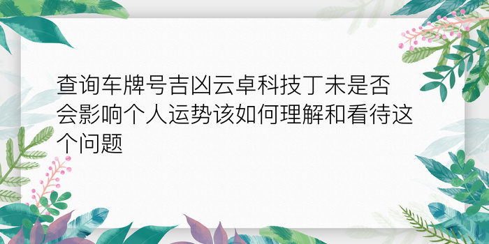 查询车牌号吉凶云卓科技丁未是否会影响个人运势该如何理解和看待这个问题