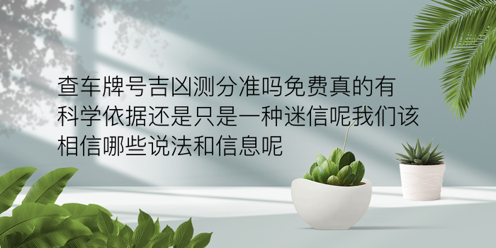 查车牌号吉凶测分准吗免费真的有科学依据还是只是一种迷信呢我们该相信哪些说法和信息呢