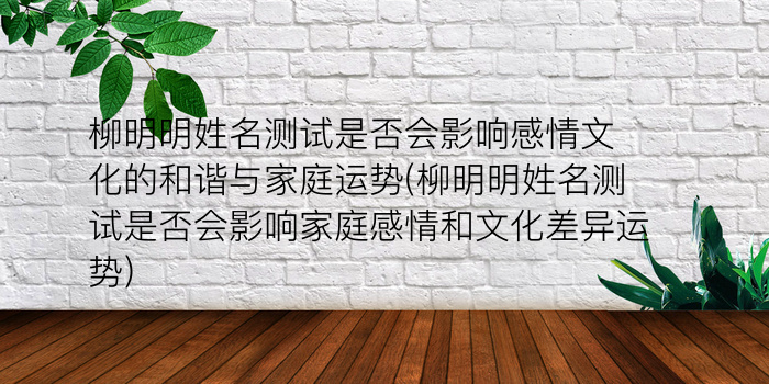 柳明明姓名测试是否会影响感情文化的和谐与家庭运势(柳明明姓名测试是否会影响家庭感情和文化差异运势)