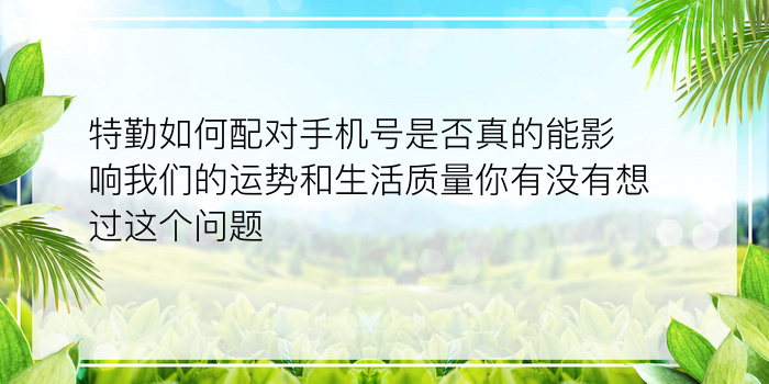 特勤如何配对手机号是否真的能影响我们的运势和生活质量你有没有想过这个问题