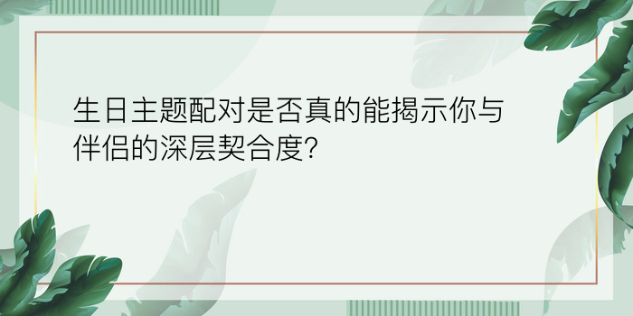 生日主题配对是否真的能揭示你与伴侣的深层契合度？