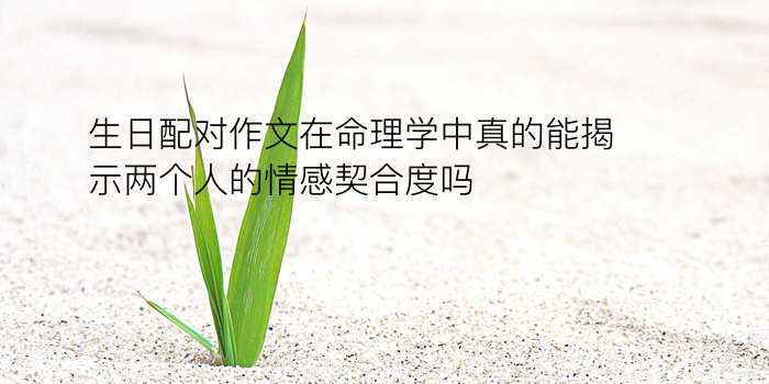 生日配对作文在命理学中真的能揭示两个人的情感契合度吗