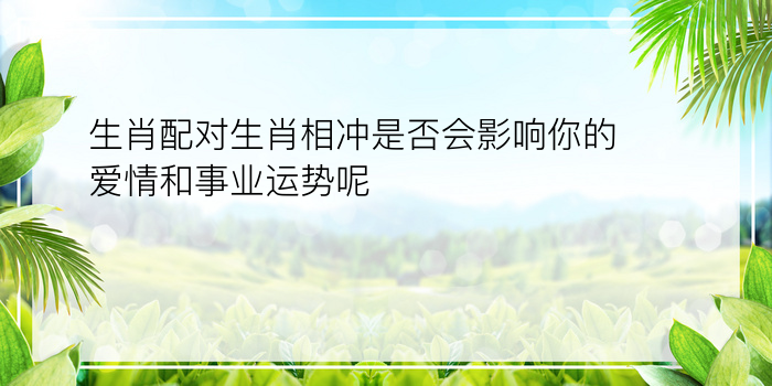 生肖配对生肖相冲是否会影响你的爱情和事业运势呢