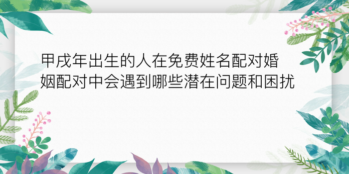 甲戌年出生的人在免费姓名配对婚姻配对中会遇到哪些潜在问题和困扰