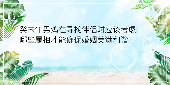 癸未年男鸡在寻找伴侣时应该考虑哪些属相才能确保婚姻美满和谐