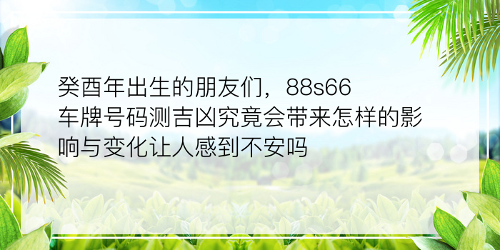 癸酉年出生的朋友们，88s66车牌号码测吉凶究竟会带来怎样的影响与变化让人感到不安吗