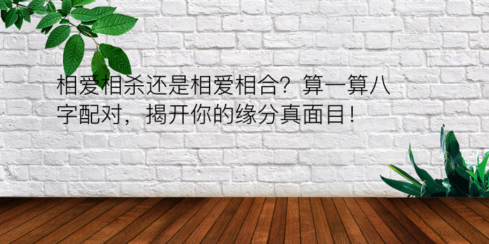 相爱相杀还是相爱相合？算一算八字配对，揭开你的缘分真面目！