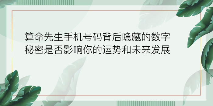 算命先生手机号码背后隐藏的数字秘密是否影响你的运势和未来发展