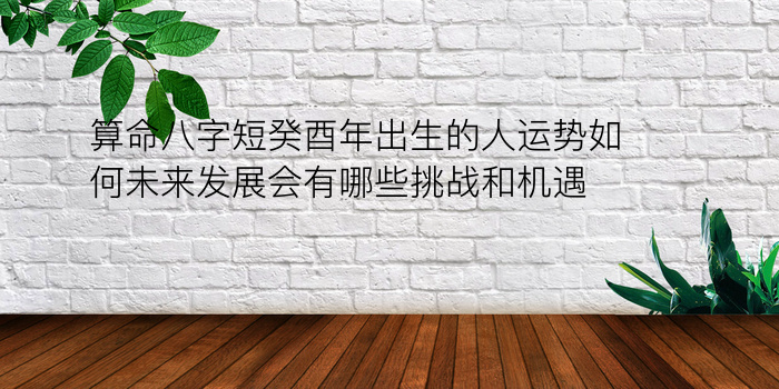 算命八字短癸酉年出生的人运势如何未来发展会有哪些挑战和机遇