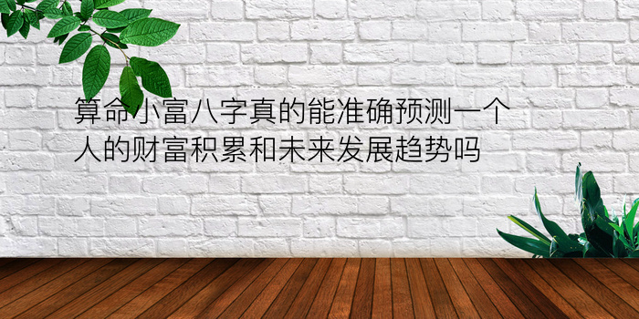 算命小富八字真的能准确预测一个人的财富积累和未来发展趋势吗