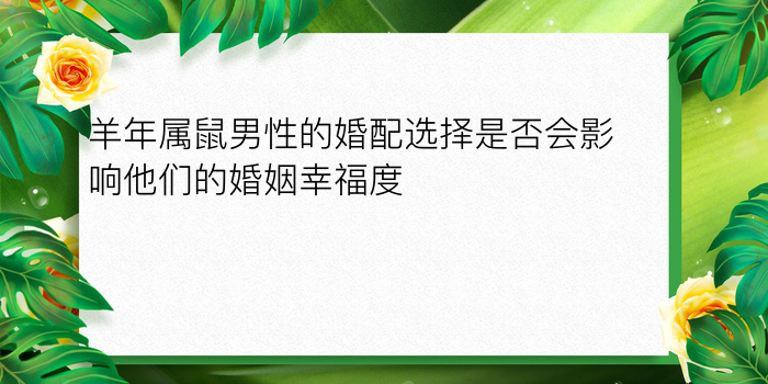 羊年属鼠男性的婚配选择是否会影响他们的婚姻幸福度