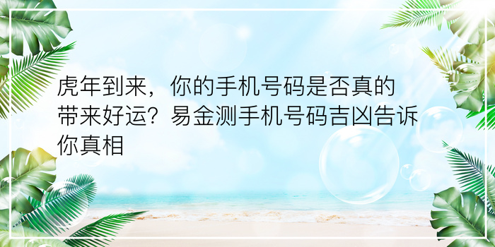 虎年到来，你的手机号码是否真的带来好运？易金测手机号码吉凶告诉你真相