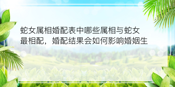 蛇女属相婚配表中哪些属相与蛇女最相配，婚配结果会如何影响婚姻生活