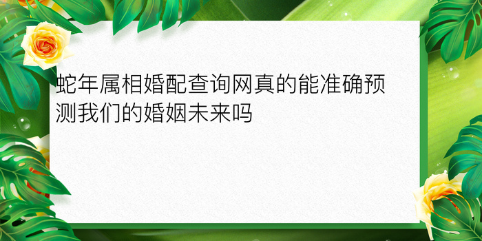 蛇年属相婚配查询网真的能准确预测我们的婚姻未来吗