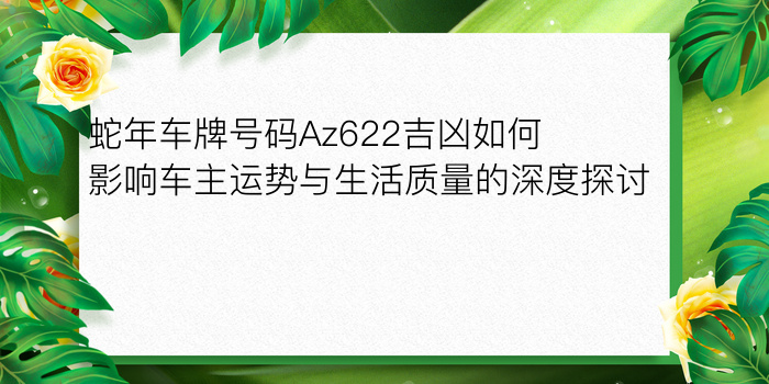 蛇年车牌号码Az622吉凶如何影响车主运势与生活质量的深度探讨