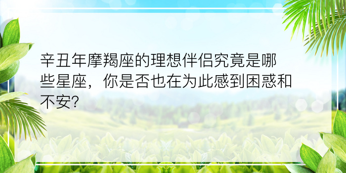 辛丑年摩羯座的理想伴侣究竟是哪些星座，你是否也在为此感到困惑和不安？