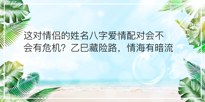 这对情侣的姓名八字爱情配对会不会有危机？乙巳藏险路，情海有暗流？