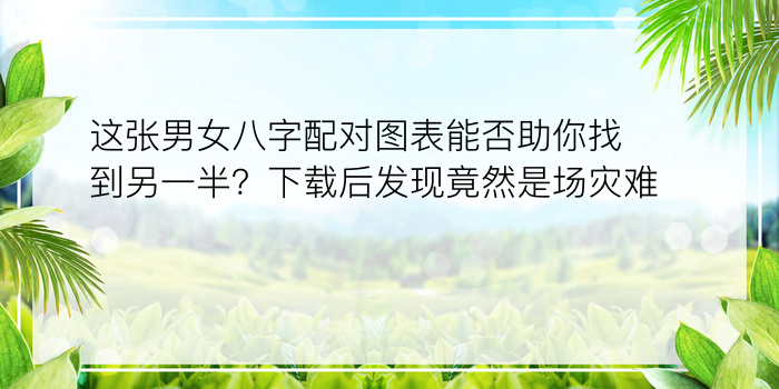 这张男女八字配对图表能否助你找到另一半？下载后发现竟然是场灾难？