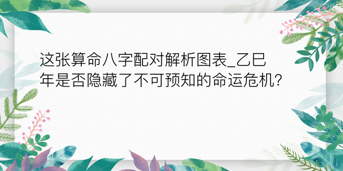 这张算命八字配对解析图表_乙巳年是否隐藏了不可预知的命运危机？