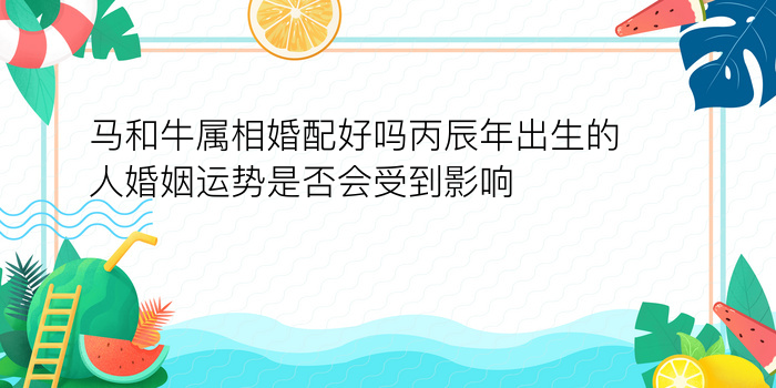 马和牛属相婚配好吗丙辰年出生的人婚姻运势是否会受到影响