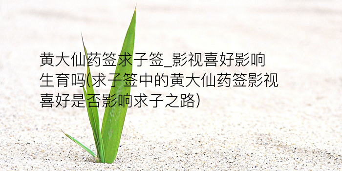 黄大仙药签求子签_影视喜好影响生育吗(求子签中的黄大仙药签影视喜好是否影响求子之路)