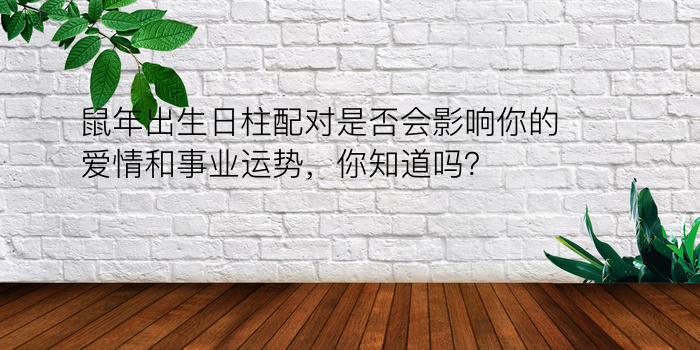 鼠年出生日柱配对是否会影响你的爱情和事业运势，你知道吗？