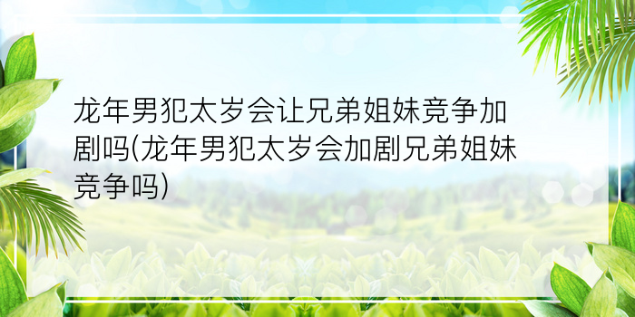 龙年男犯太岁会让兄弟姐妹竞争加剧吗(龙年男犯太岁会加剧兄弟姐妹竞争吗)